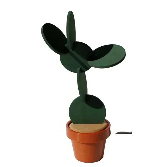 NEW Funny Cactus Plant Coaster Set W/ Storage Pot Gag Gift - Picture 2 of 3